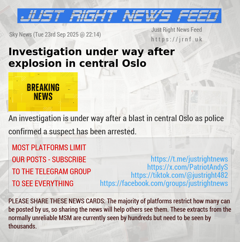 Investigation under way after explosion in central Oslo