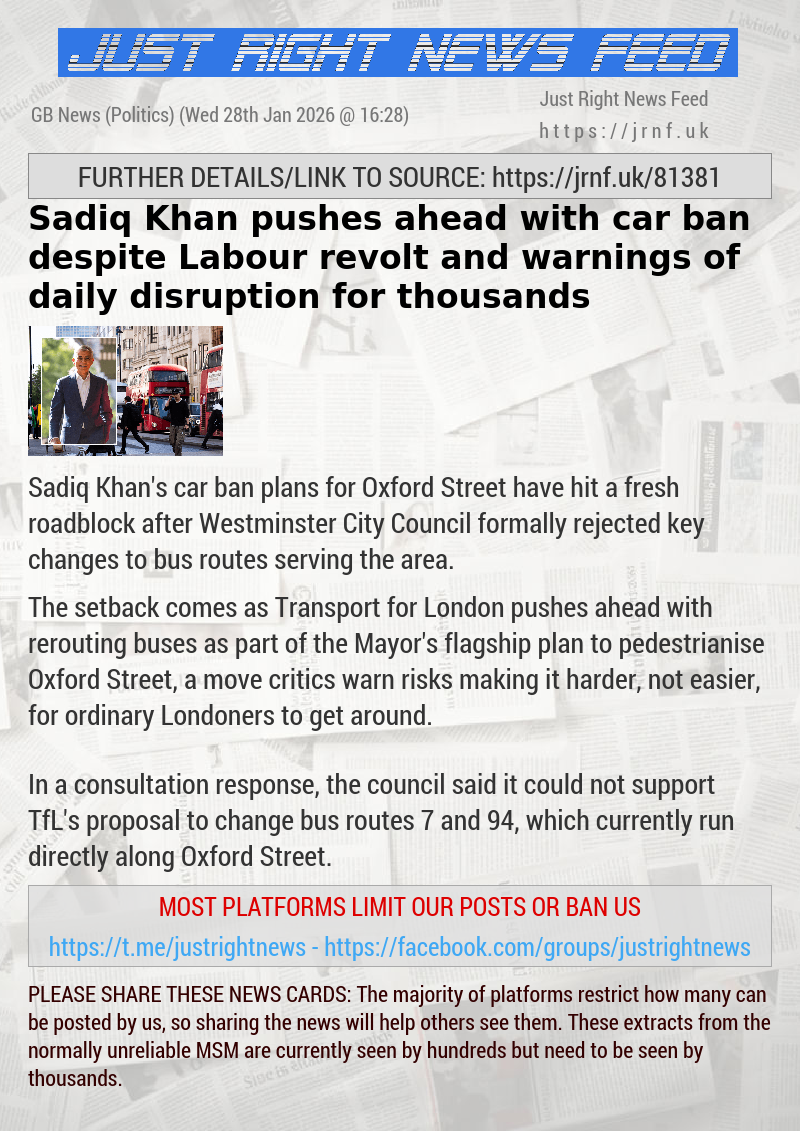 Sadiq Khan pushes ahead with car ban despite Labour revolt and warnings of daily disruption for thousands