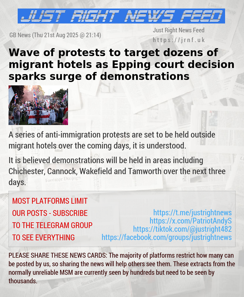 Wave of protests to target dozens of migrant hotels as Epping court decision sparks surge of demonstrations