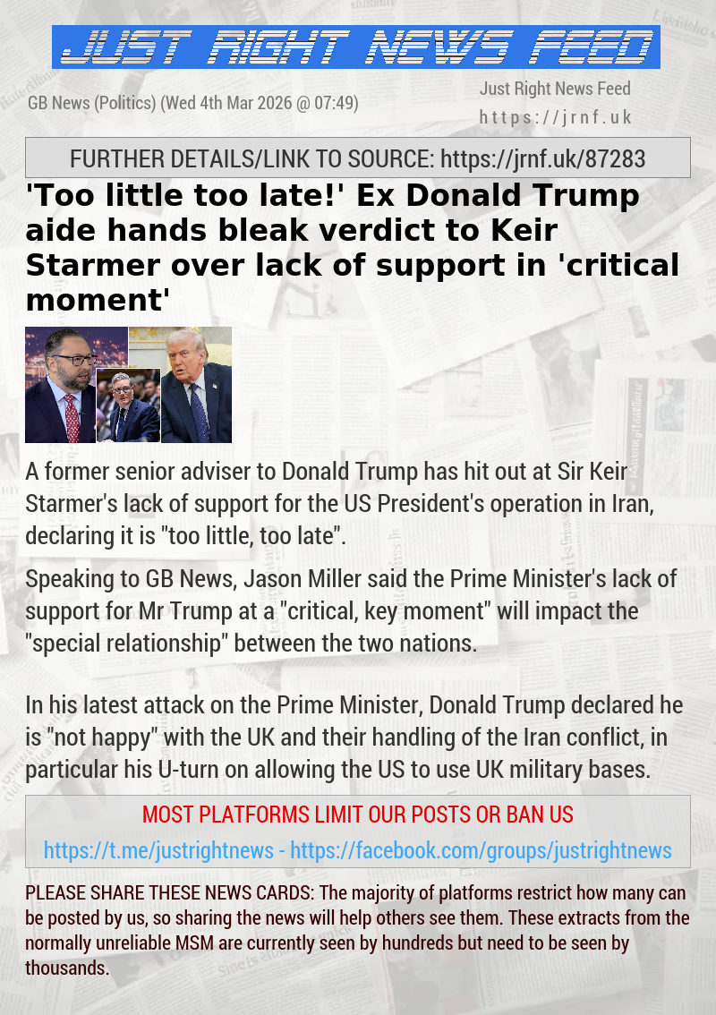 ’Too little too late!’ Ex—Donald Trump aide hands bleak verdict to Keir Starmer over lack of support in ’critical moment’