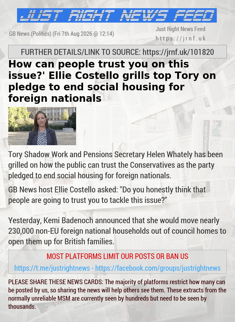 ‘How can people trust you on this issue?’ Ellie Costello grills top Tory on pledge to end social housing for foreign nationals
