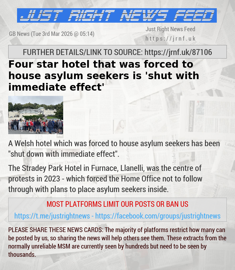 Four—star hotel that was forced to house asylum seekers is ’shut with immediate effect’
