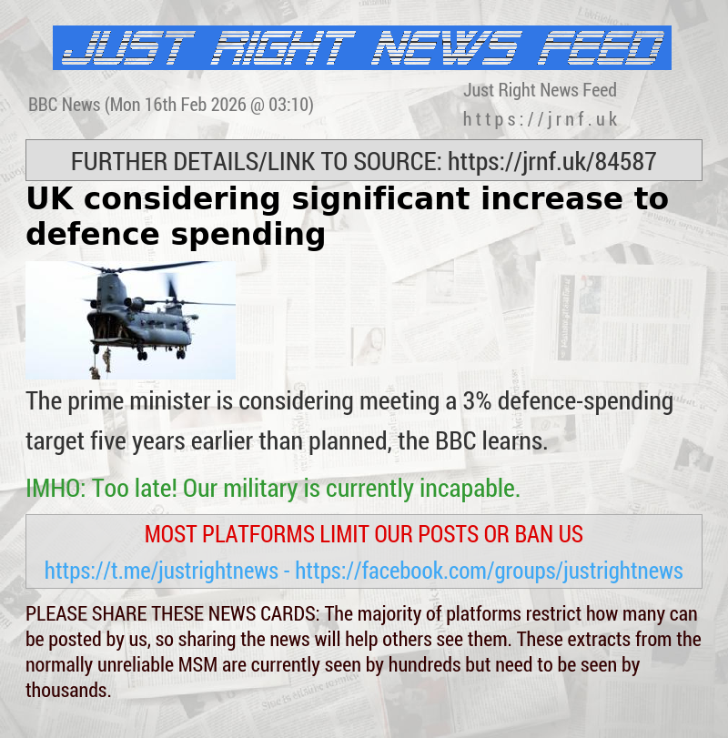 UK considering significant increase to defence spending 
