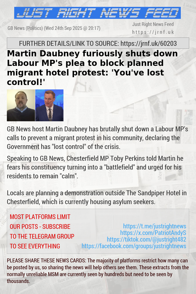 Martin Daubney furiously shuts down Labour MP’s plea to block planned migrant hotel protest: ’You’ve lost control!’