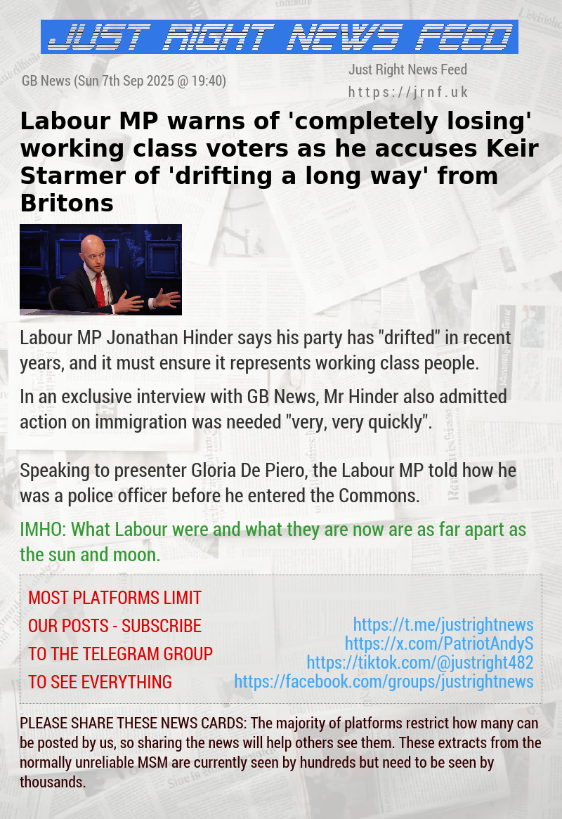 Labour MP warns of ’completely losing’ working class voters as he accuses Keir Starmer of ’drifting a long way’ from Britons