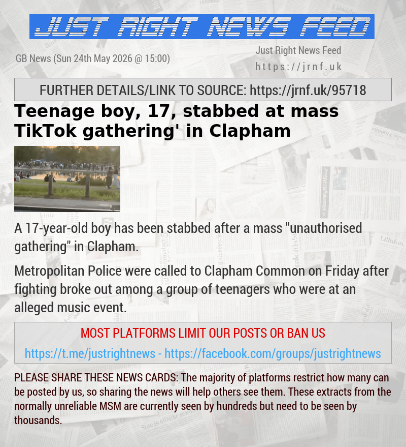 Teenage boy, 17, stabbed at mass ‘TikTok gathering’ in Clapham