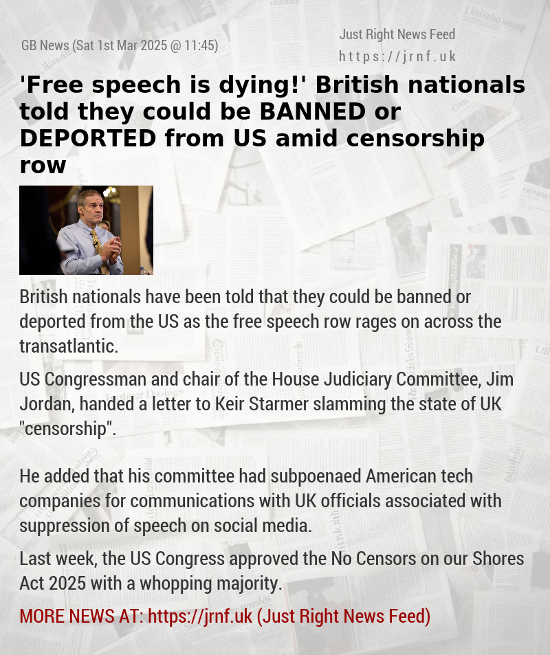 ’Free speech is dying!’ British nationals told they could be BANNED or DEPORTED from US amid censorship row