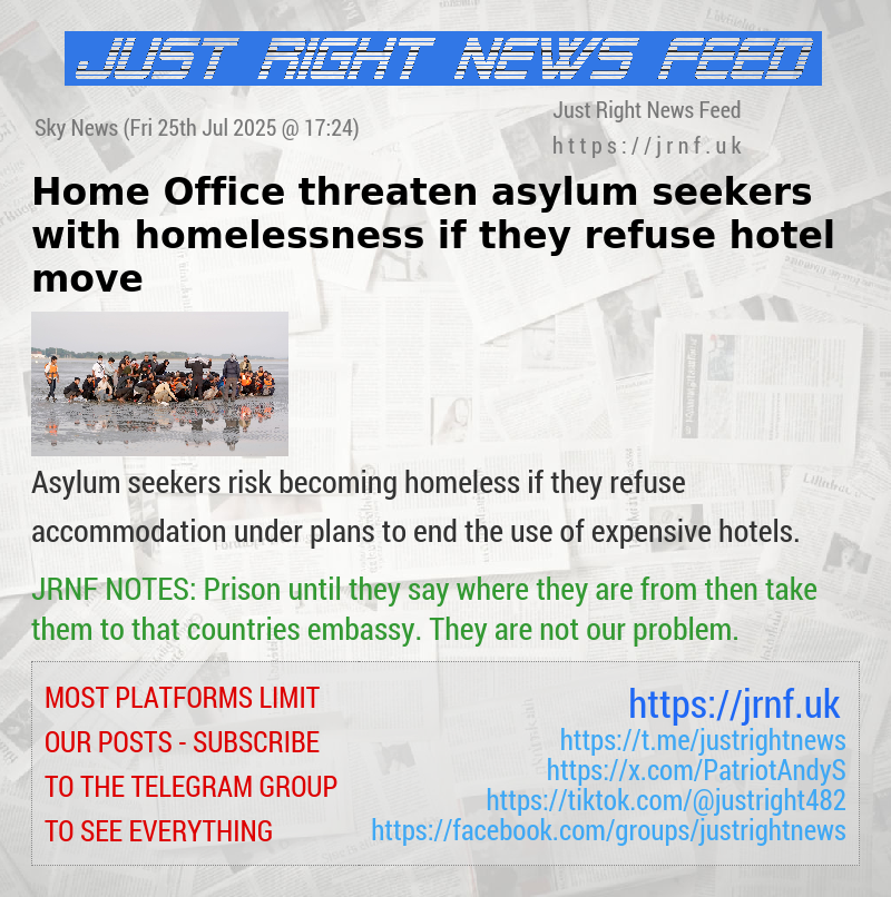 Home Office threaten asylum seekers with homelessness if they refuse hotel move