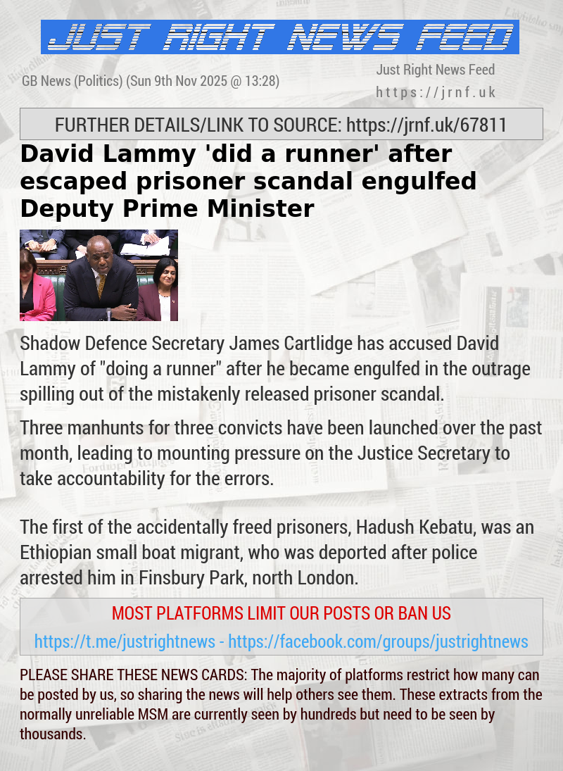 David Lammy ’did a runner’ after escaped prisoner scandal engulfed Deputy Prime Minister