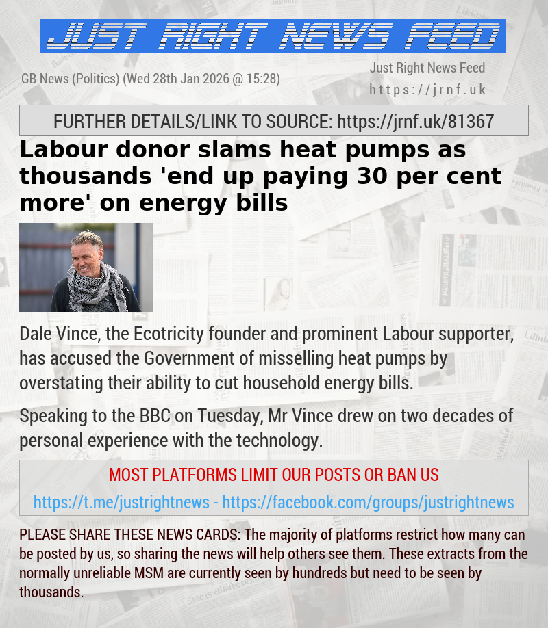 Labour donor slams heat pumps as thousands ’end up paying 30 per cent more’ on energy bills
