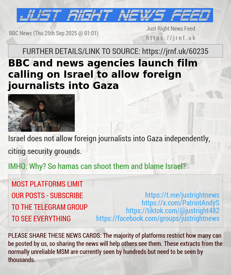 BBC and news agencies launch film calling on Israel to allow foreign journalists into Gaza