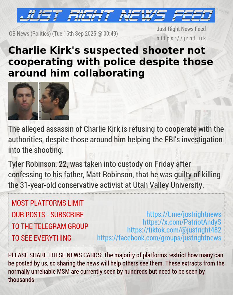 Charlie Kirk’s suspected shooter not cooperating with police despite those around him collaborating
