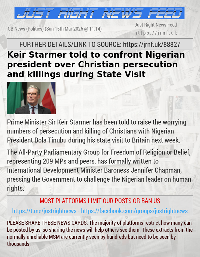 Keir Starmer told to confront Nigerian president over Christian persecution and killings during State Visit