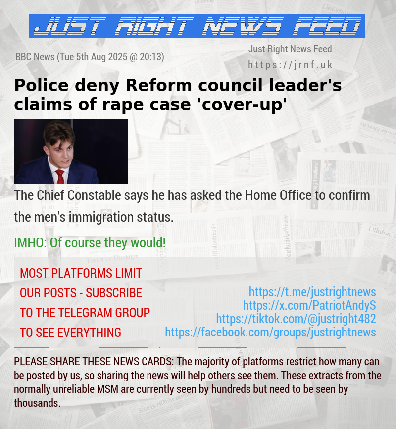 Police deny Reform council leader’s claims of rape case ’cover—up’