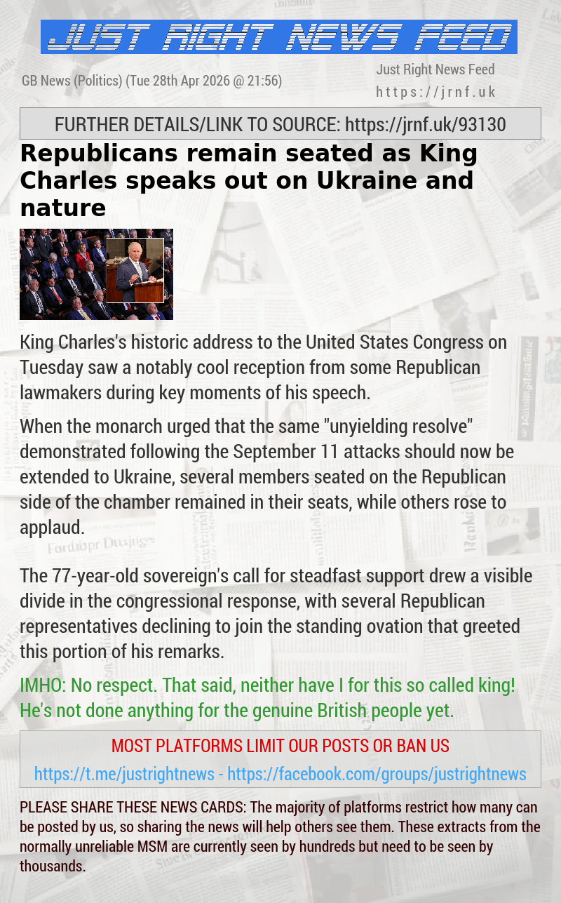 Republicans remain seated as King Charles speaks out on Ukraine and nature