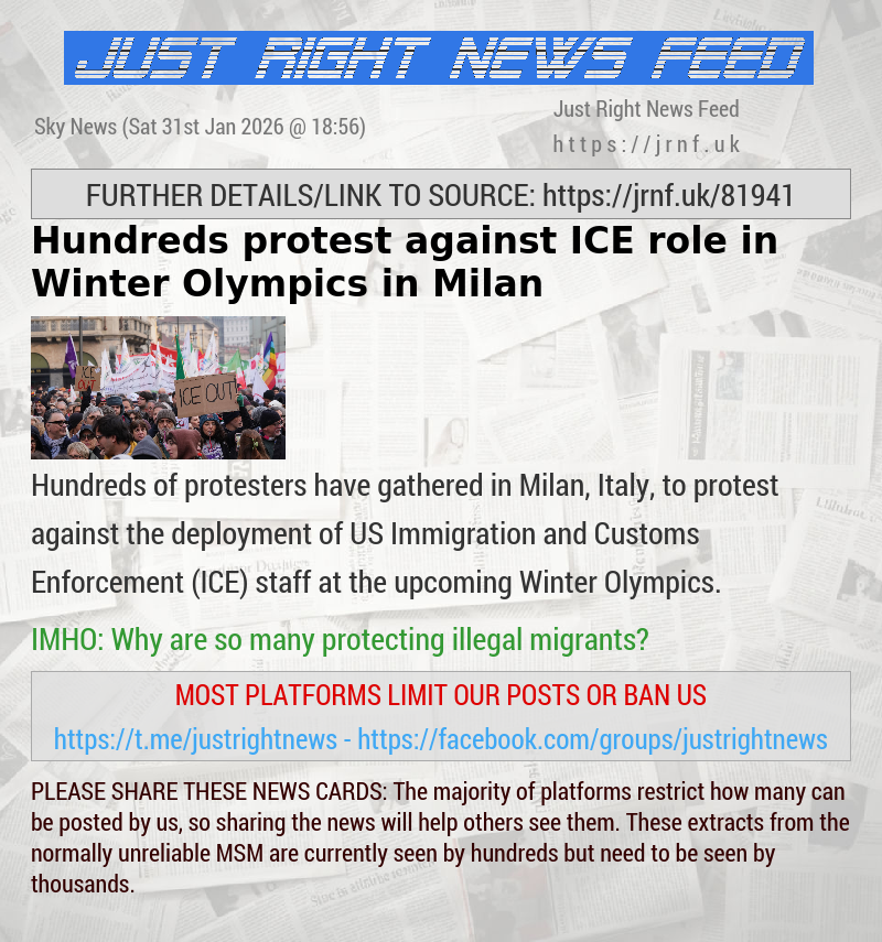 Hundreds protest against ICE role in Winter Olympics in Milan