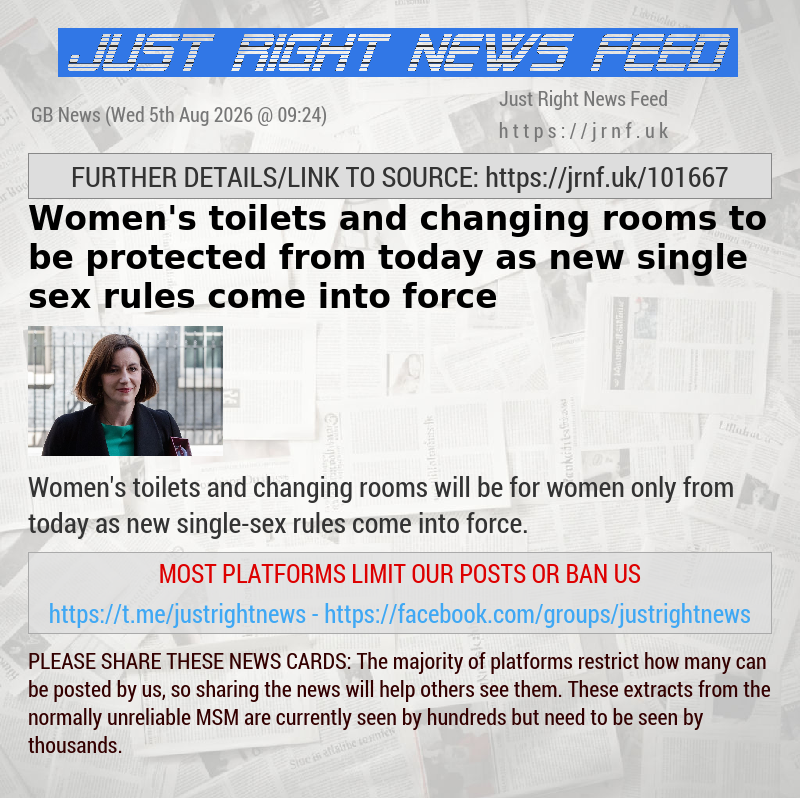 Women’s toilets and changing rooms to be protected from today as new single—sex rules come into force