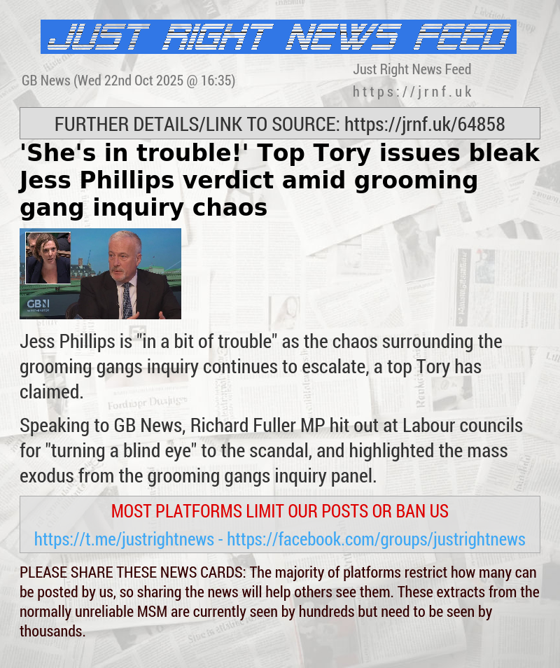 ’She’s in trouble!’ Top Tory issues bleak Jess Phillips verdict amid grooming gang inquiry chaos