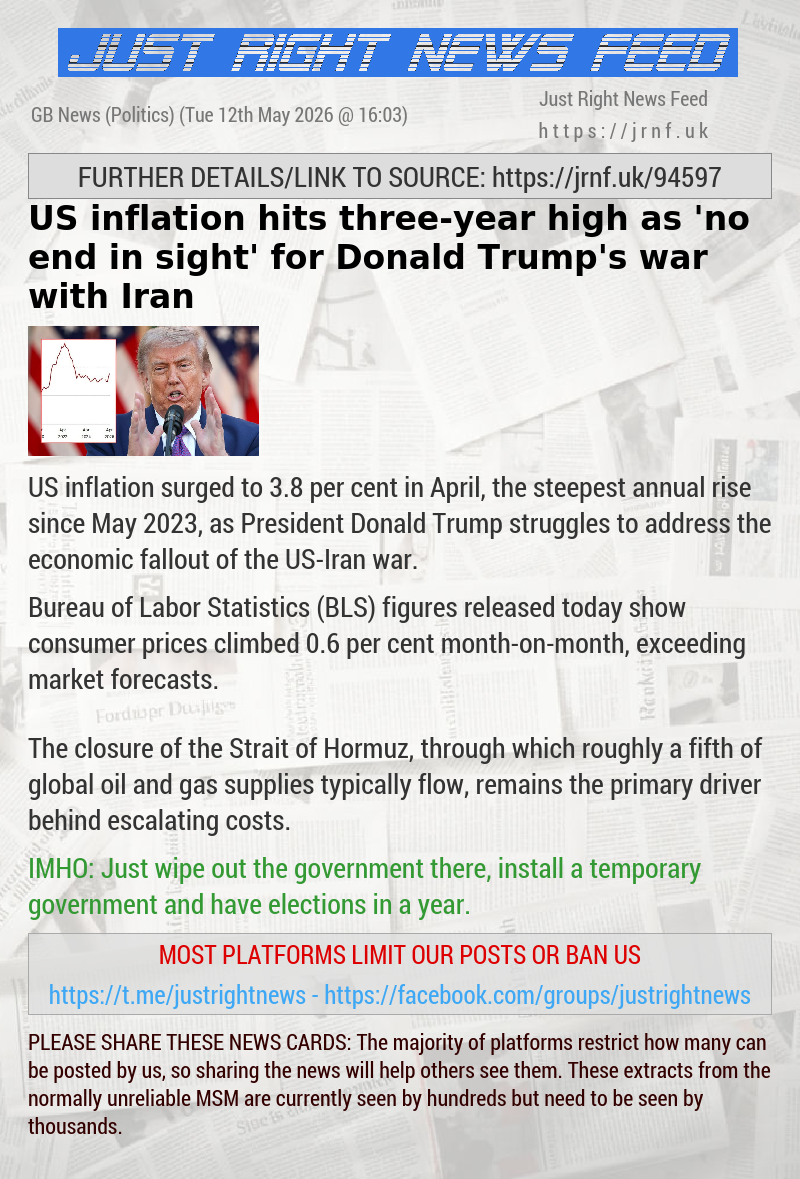 US inflation hits three—year high as ’no end in sight’ for Donald Trump’s war with Iran