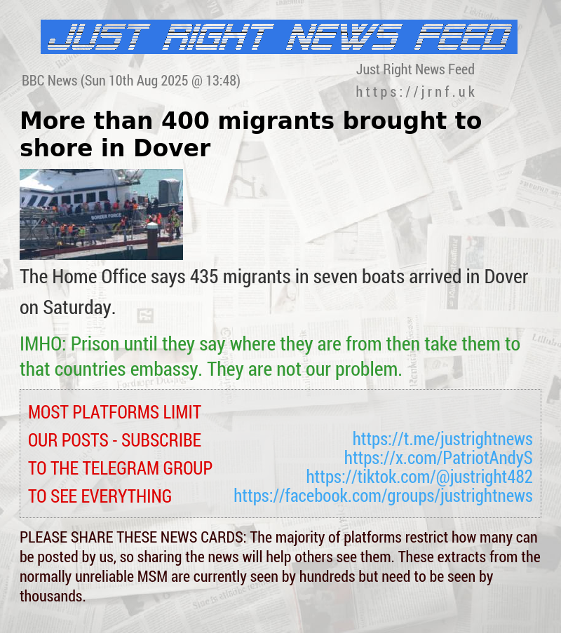 More than 400 migrants brought to shore in Dover