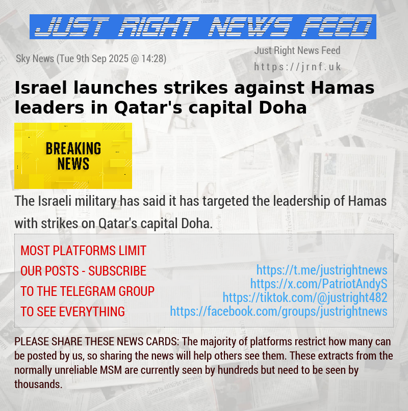 Israel launches strikes against Hamas leaders in Qatar’s capital Doha