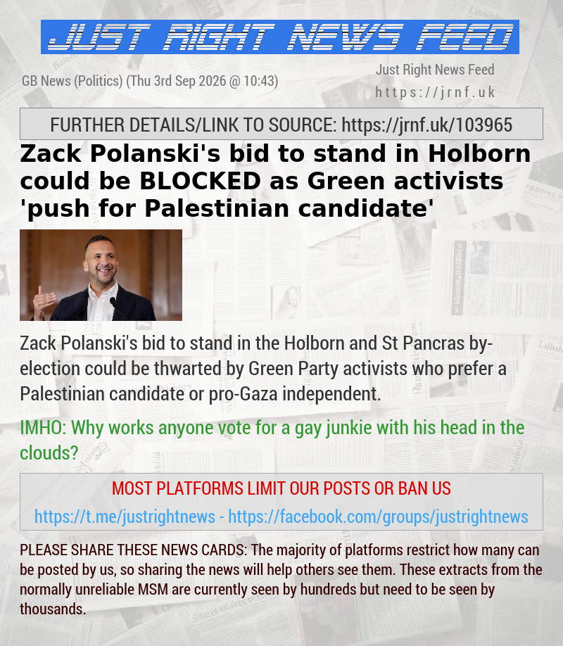 Zack Polanski’s bid to stand in Holborn could be BLOCKED as Green activists ’push for Palestinian candidate’