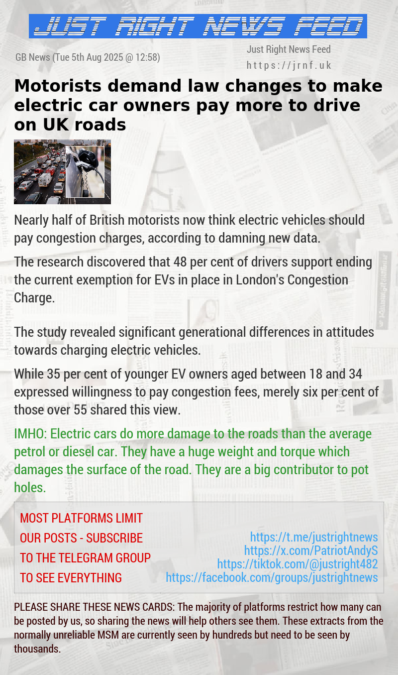 Motorists demand law changes to make electric car owners pay more to drive on UK roads
