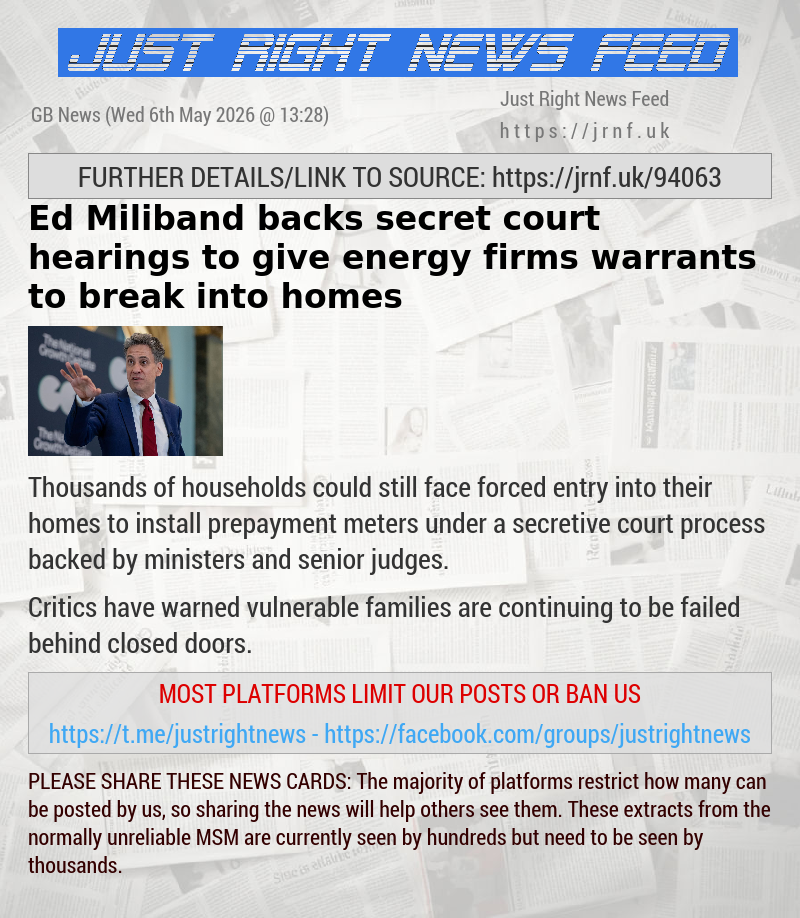 Ed Miliband backs secret court hearings to give energy firms warrants to break into homes
