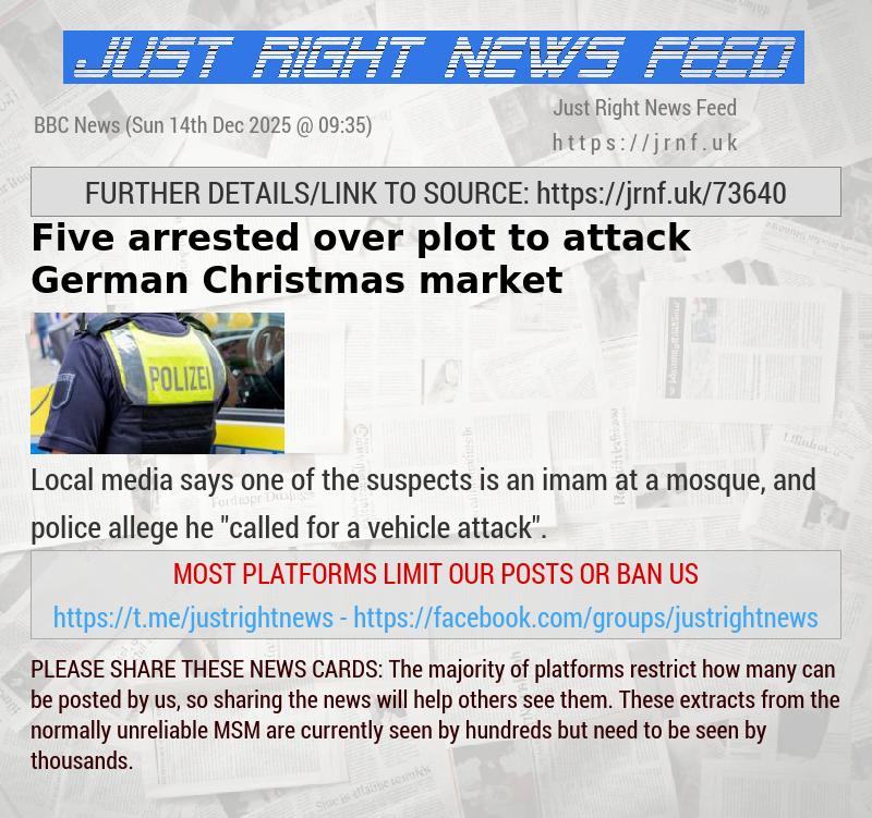 Five arrested over plot to attack German Christmas market