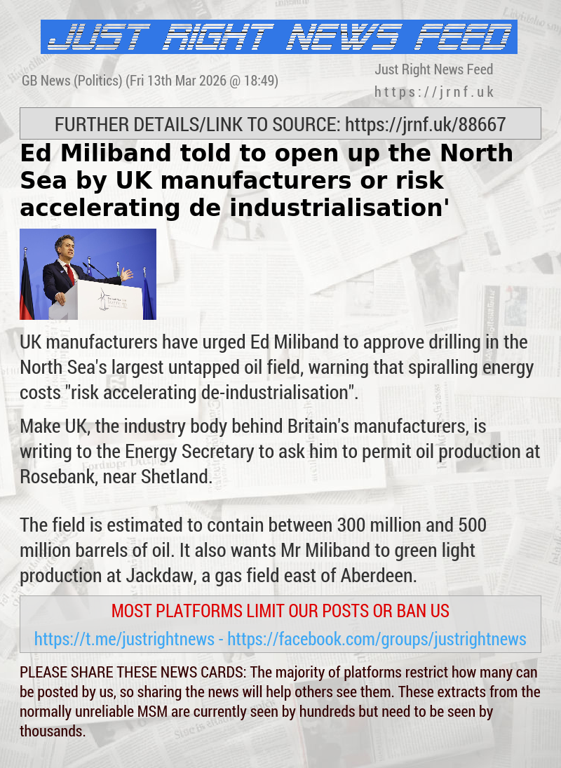 Ed Miliband told to open up the North Sea by UK manufacturers or ‘risk accelerating de—industrialisation’