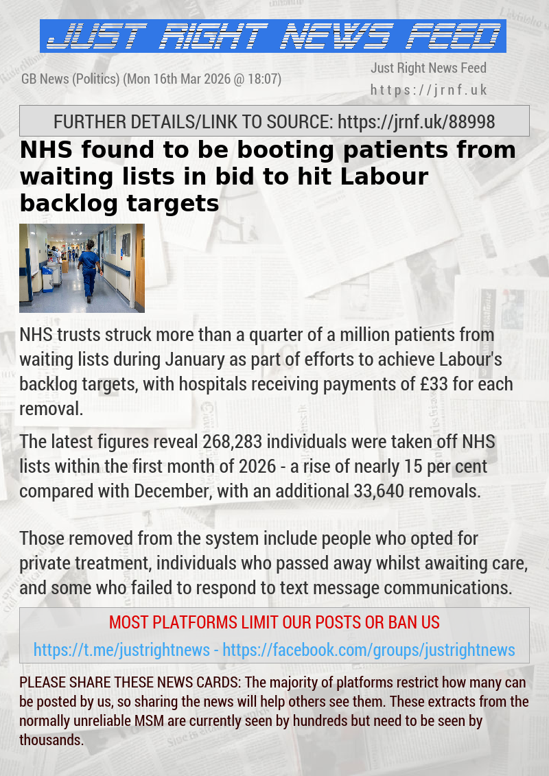 NHS found to be booting patients from waiting lists in bid to hit Labour backlog targets