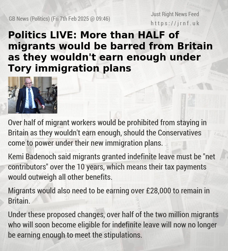 Politics LIVE: More than HALF of migrants would be barred from Britain as they wouldn’t earn enough under Tory immigration plans