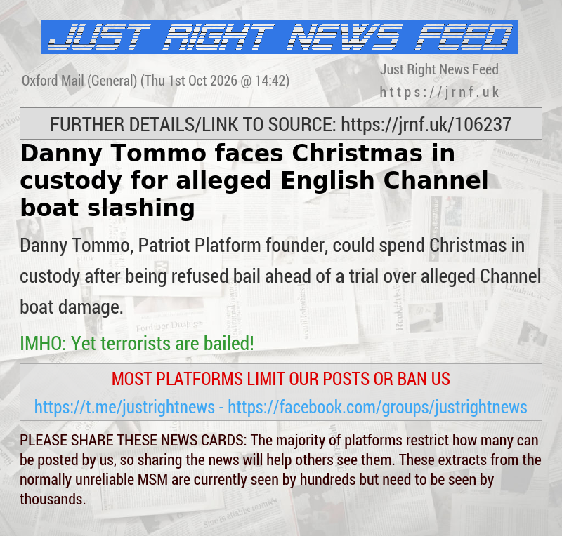Danny Tommo faces Christmas in custody for alleged English Channel boat slashing