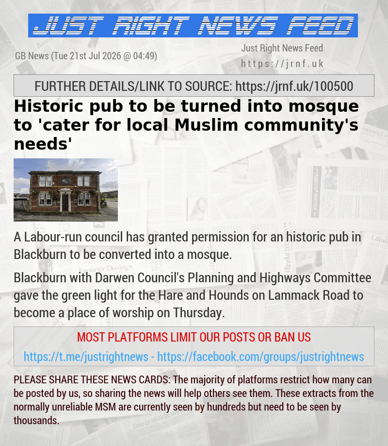 Historic pub to be turned into mosque to ’cater for local Muslim community’s needs’