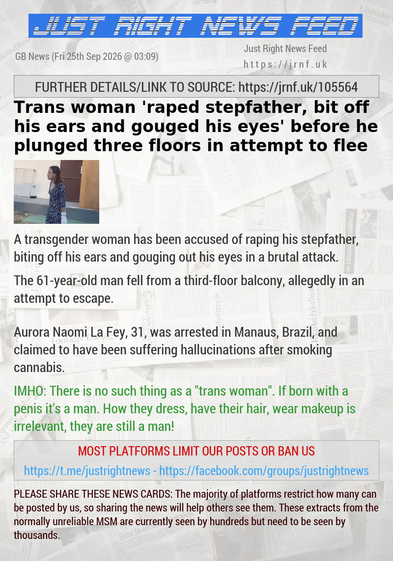 Trans woman ’raped stepfather, bit off his ears and gouged his eyes’ before he plunged three floors in attempt to flee