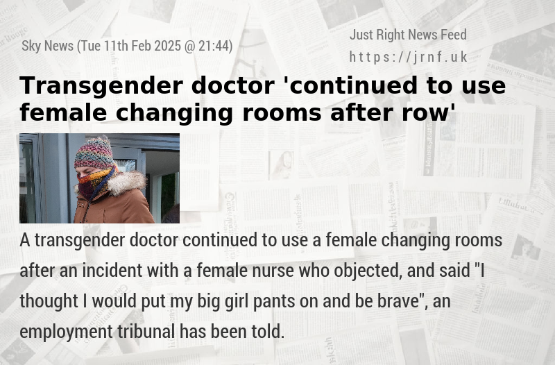 Transgender doctor ’continued to use female changing rooms after row’