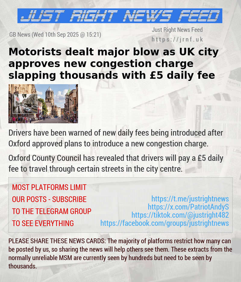 Motorists dealt major blow as UK city approves new congestion charge slapping thousands with £5 daily fee