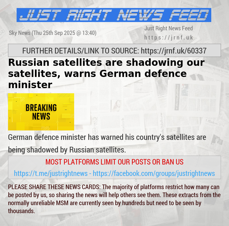 Russian satellites are shadowing our satellites, warns German defence minister