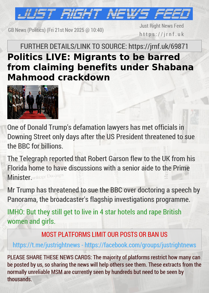 Politics LIVE: Migrants to be barred from claiming benefits under Shabana Mahmood crackdown