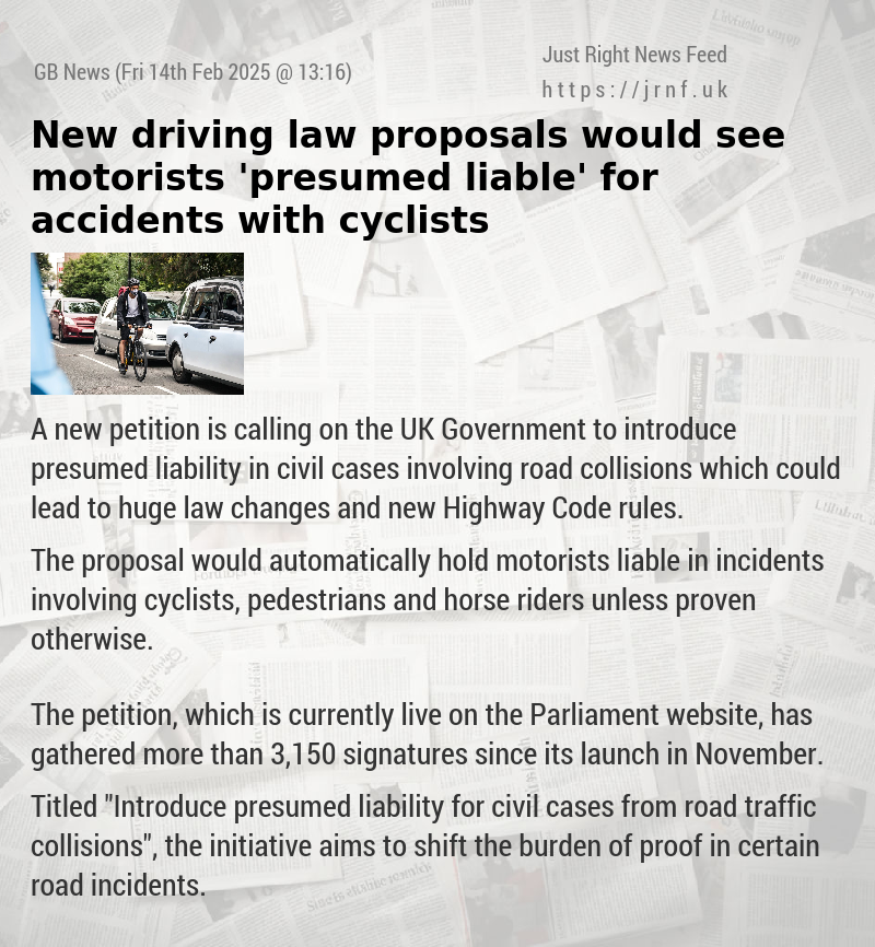 New driving law proposals would see motorists ’presumed liable’ for accidents with cyclists