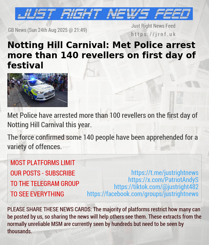 Notting Hill Carnival: Met Police arrest more than 140 revellers on first day of festival