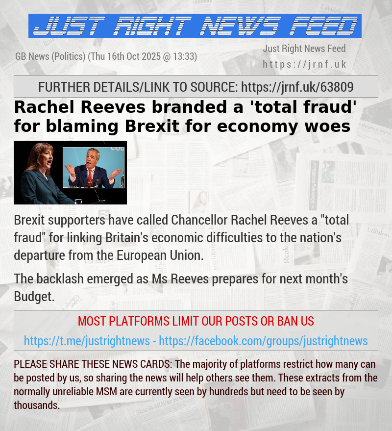 Rachel Reeves branded a ’total fraud’ for blaming Brexit for economy woes