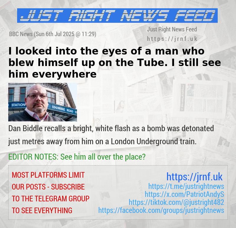 I looked into the eyes of a man who blew himself up on the Tube. I still see him everywhere