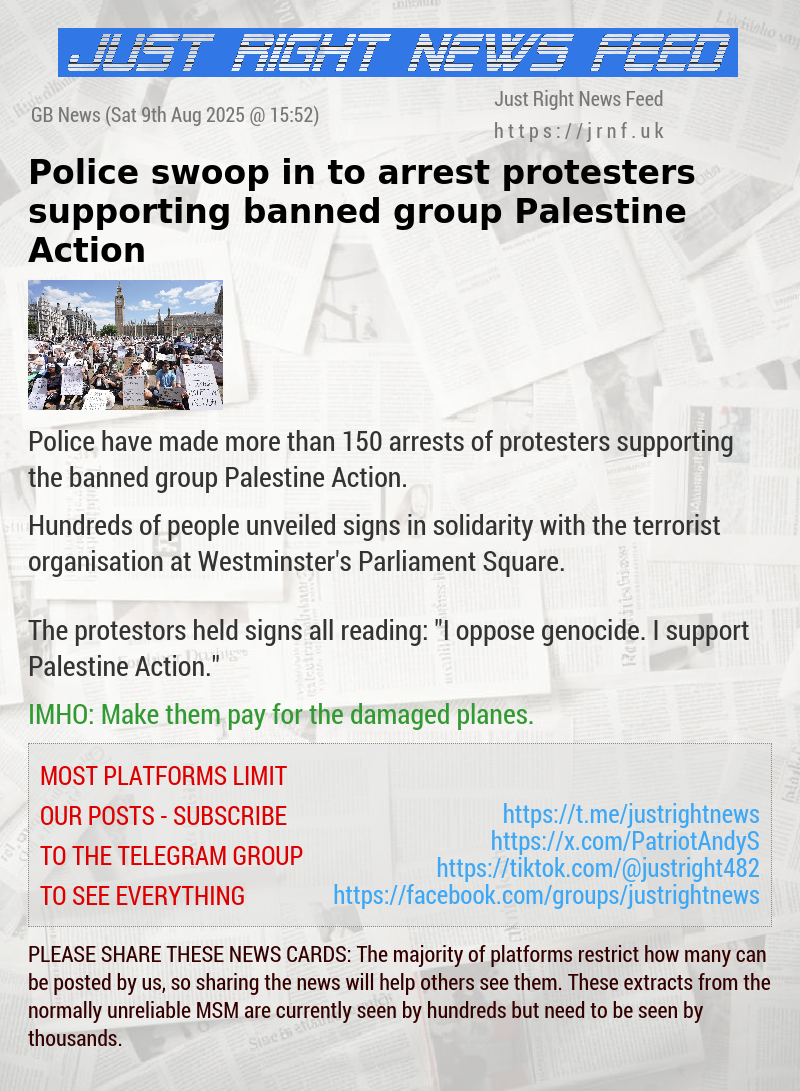 Police swoop in to arrest protesters supporting banned group Palestine Action