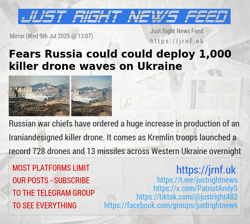 Fears Russia could could deploy 1,000 killer drone waves on Ukraine