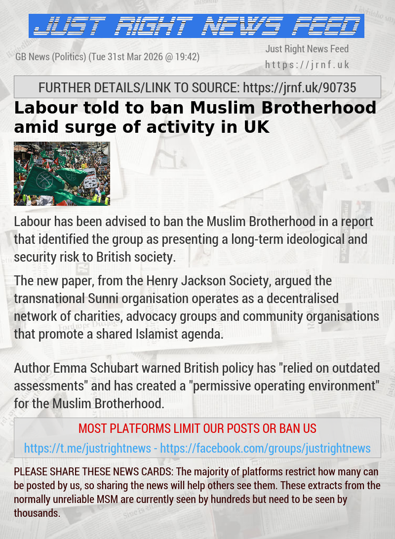 Labour told to ban Muslim Brotherhood amid surge of activity in UK