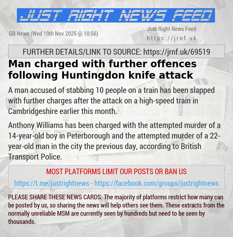 Man charged with further offences following Huntingdon knife attack