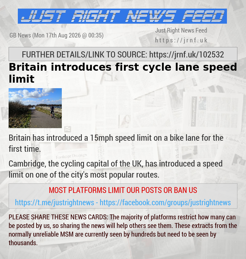 Britain introduces first cycle lane speed limit