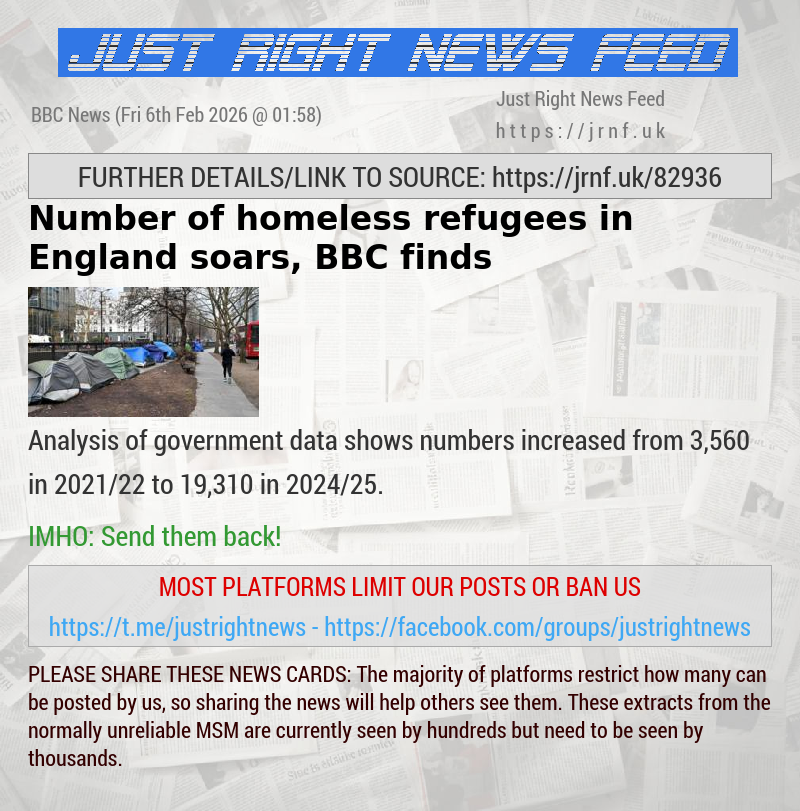 Number of homeless refugees in England soars, BBC finds
