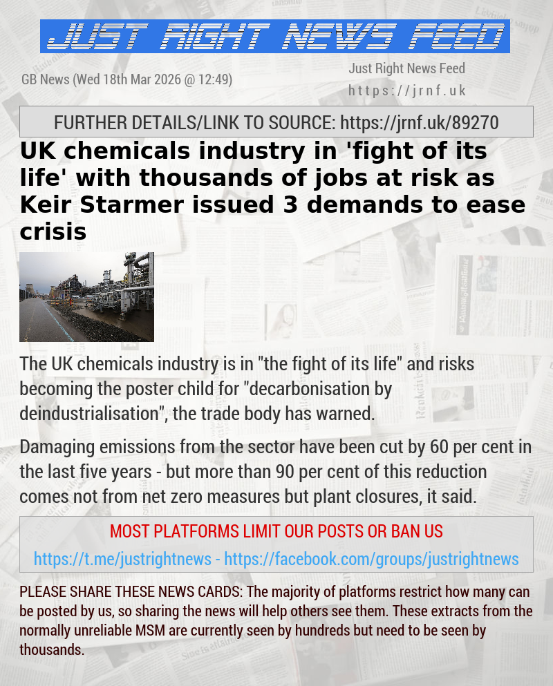 UK chemicals industry in ’fight of its life’ with thousands of jobs at risk as Keir Starmer issued 3 demands to ease crisis